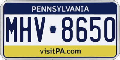PA license plate MHV8650