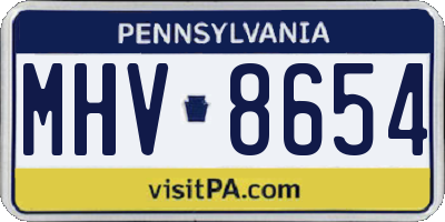 PA license plate MHV8654