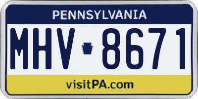 PA license plate MHV8671