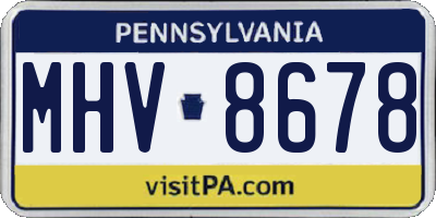 PA license plate MHV8678