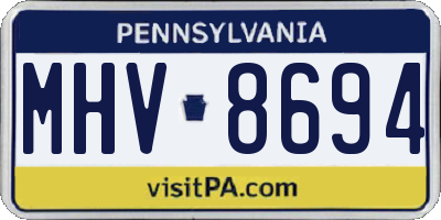 PA license plate MHV8694
