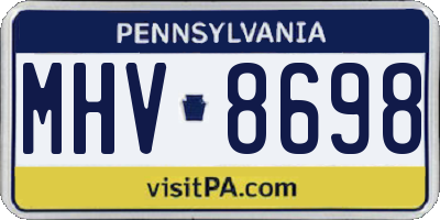 PA license plate MHV8698