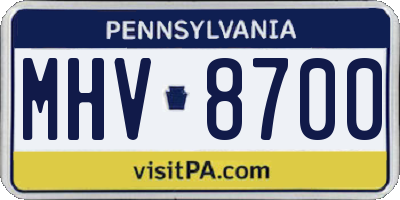PA license plate MHV8700