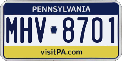 PA license plate MHV8701