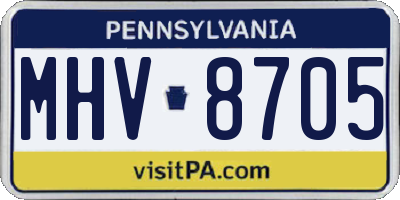 PA license plate MHV8705