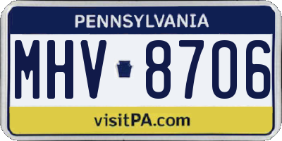 PA license plate MHV8706