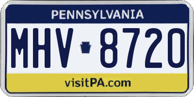 PA license plate MHV8720