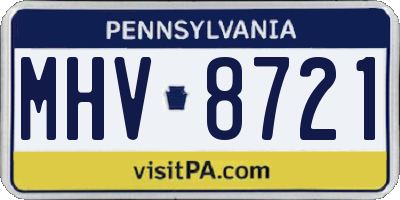 PA license plate MHV8721