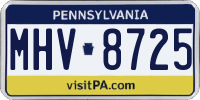 PA license plate MHV8725