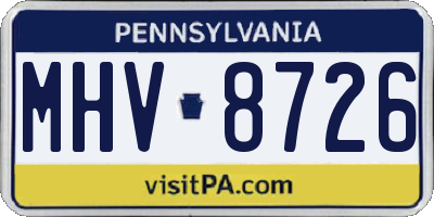PA license plate MHV8726