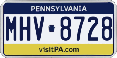 PA license plate MHV8728
