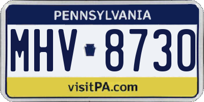 PA license plate MHV8730