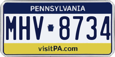 PA license plate MHV8734