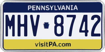 PA license plate MHV8742