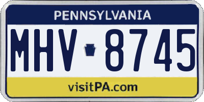 PA license plate MHV8745