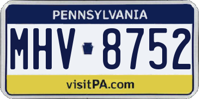 PA license plate MHV8752