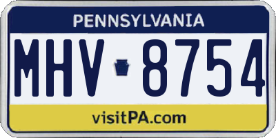 PA license plate MHV8754