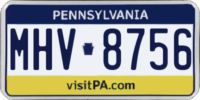 PA license plate MHV8756