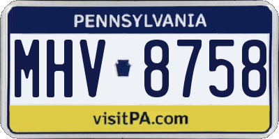 PA license plate MHV8758