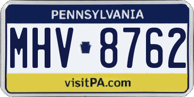 PA license plate MHV8762