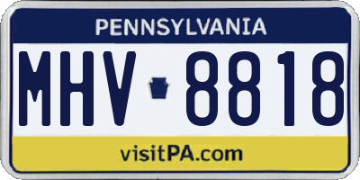 PA license plate MHV8818