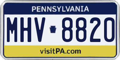 PA license plate MHV8820