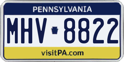 PA license plate MHV8822