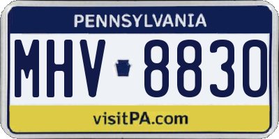 PA license plate MHV8830