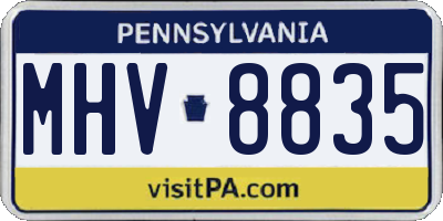 PA license plate MHV8835