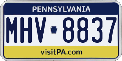 PA license plate MHV8837