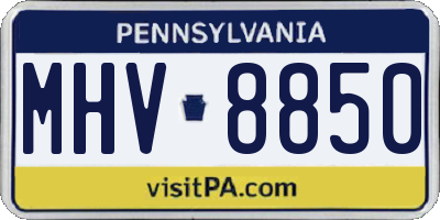 PA license plate MHV8850