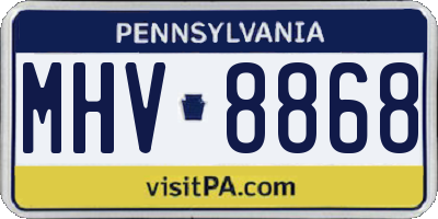 PA license plate MHV8868