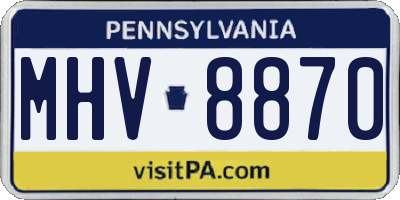 PA license plate MHV8870