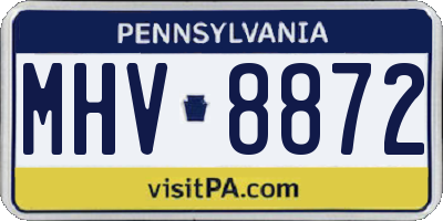 PA license plate MHV8872