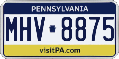 PA license plate MHV8875