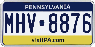 PA license plate MHV8876
