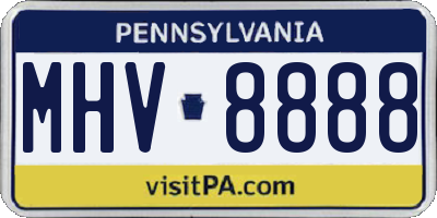 PA license plate MHV8888