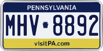 PA license plate MHV8892
