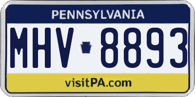 PA license plate MHV8893