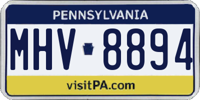 PA license plate MHV8894
