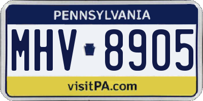 PA license plate MHV8905