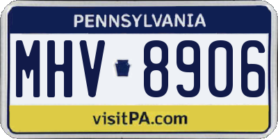 PA license plate MHV8906