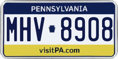 PA license plate MHV8908