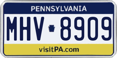 PA license plate MHV8909