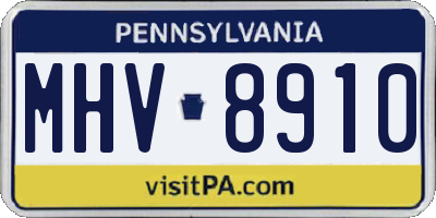 PA license plate MHV8910