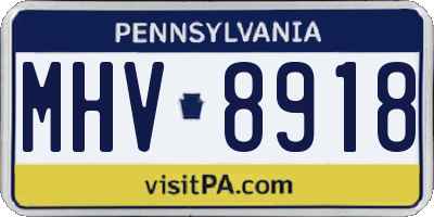 PA license plate MHV8918