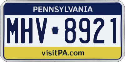 PA license plate MHV8921