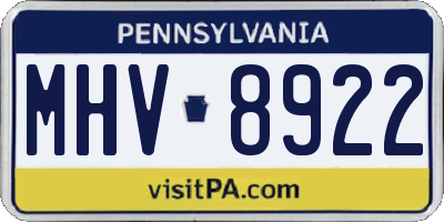 PA license plate MHV8922