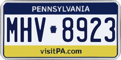 PA license plate MHV8923