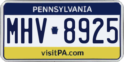 PA license plate MHV8925